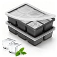 thumbnail image 1 of Large Ice Cube Molds, 2 Pack Ice Cube Tray, 1.8 Inch Silicone Ice Trays for Freezer with Lid, Stackable Whiskey Ice Cubes Mold, Easy to Release (Grey), 1 of 3