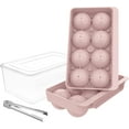 thumbnail image 1 of Large Ice Cube Tray, 2.5 INCH Whiskey Ice Mold, 2 Pack Sphere Ice Cube Mold with Bin&Tong, Leak-free Round Ice Cube Mold, Easy Fill & Release Ice Ball Maker for Whiskey Cocktails Bourbon(Pink), 1 of 5
