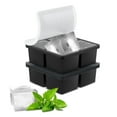 thumbnail image 1 of Large Ice Cube Tray: 2025 Upgraded 4 Grid Silicone Square Ice Cube Mold For Small Refrigerator, 2 Inch Large Cubed Ice Trays for Cocktail, Big Cube Ice Maker Mold (2 Pack, Black), 1 of 6