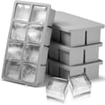 thumbnail image 1 of Large Ice Cube Tray with Lid 4 Pack (2024 New Version), 8-Cube Stackable Silicone Ice Cube Molds, 2" Square Whiskey Ice Cubes Mold for Bourbon, Cocktails, Soup Frozen Treats, 1 of 5