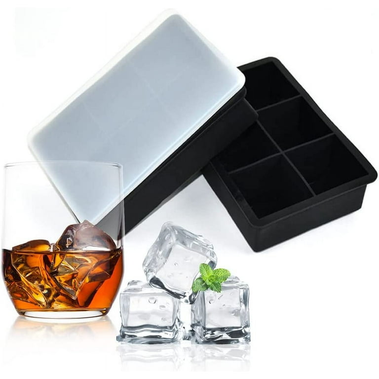 Large Ice Cube Tray Molds, 6-Ice Cube - BPA Free Flexible Silicone Ice Cube  Molds for Freezer Square Clear Ice Cube Maker Ice Cube Tray with Lid for  Whiskey, Cocktails, Gifts 