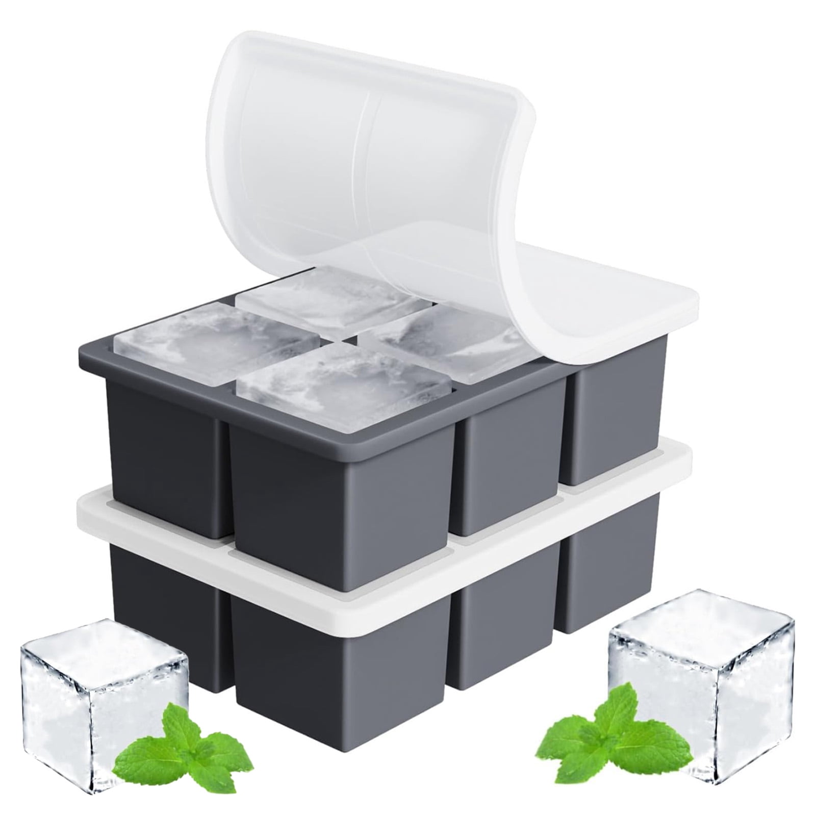 Ice Trays for Freezer with Lid, Easy Release large Ice Cube Molds ...