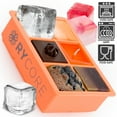 thumbnail image 1 of Large Ice Cube Tray for Whiskey Cocktail - 2" Square Silicone Mold, Dishwasher & Oven Safe Ice Trays -  Orange, 1 of 8