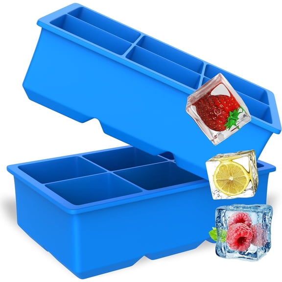 Large Ice Cube Tray with Lid, Giant Silicone Ice Cube Moulds, Owls Ice Cube Tray Molds for Whiskey Cocktails Drinks