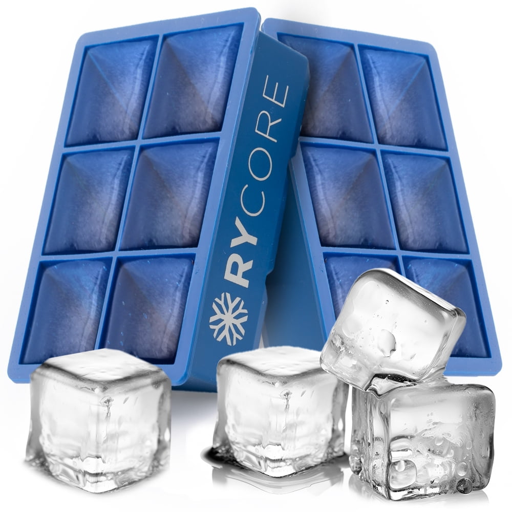 Ice Cube Trays Silicone 2 Inch Clear Ice Cube Tray Make 8 Large Square –  IKKA