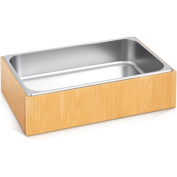 Large Ice Housing Bin with Removable Tray Ice Holder Container   Champagne Drink Bucket Beverage Tub for Freezer Display Buffet Counter Party Chiller ( and Steel)