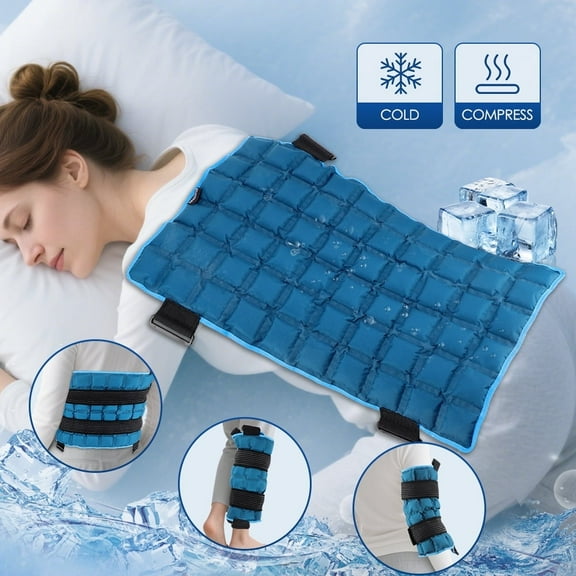 Large Ice Pack for Back, Hot Cold Compress Back Wrap, Reusable Ice Pack for Back Neck Shoulders, Polymer Resin Cold Pack, Microwave & Freezer Safe Cooling Wrap for Home Sports Travel Office, Green