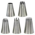 thumbnail image 1 of Large Icing Piping Tips Set 5PCS, Extra Large Star Tips, French Star and Plain Tube, Stainless Steel Cake Decorating Tools for Cupcakes, 1 of 7