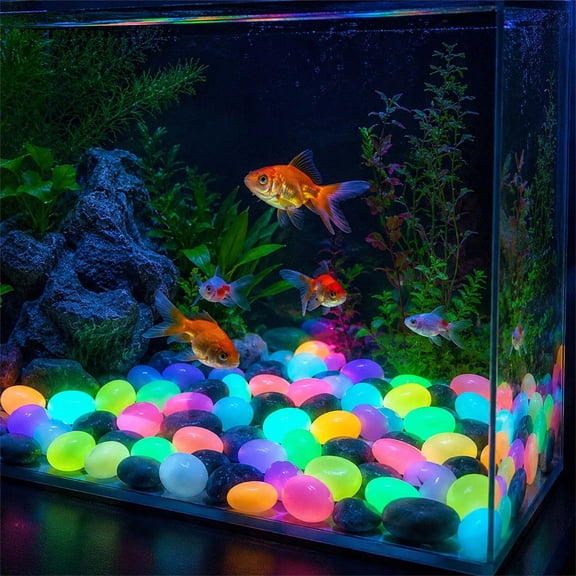Large Illuminated Pebbles For Garden, Luminous Stones For Walkway Decor, Night Glow Rocks For Outdoor Fish Tank