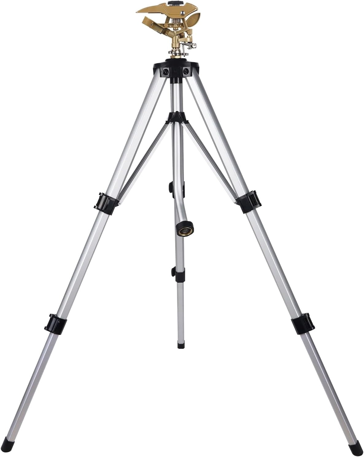 Large Impact Sprinkler Head on Tripod Base, Adjustable Zinc Alloy Lawn Sprinklers for Yard Lawn Garden, 3/4" NH Connector, 360 Degree Large Area Coverage Irrigator with Extension Legs, 1 Pack