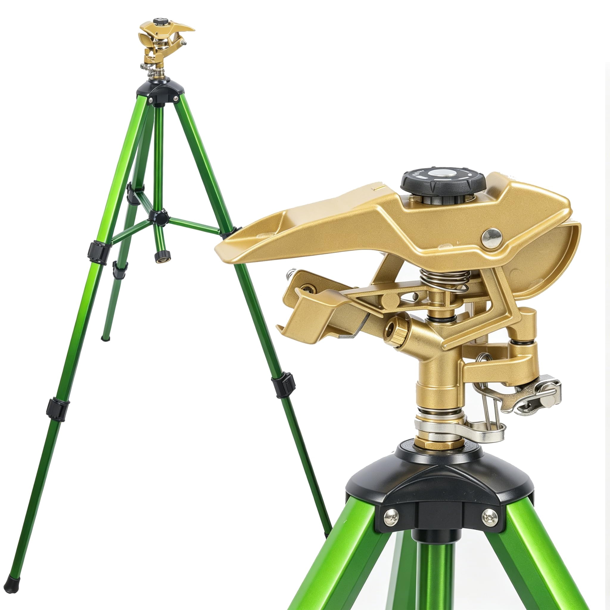 Large Impact Sprinkler On Tripod Base  Heavy Duty Zinc Alloy For Yard With Adjustable Head And Extendable 360 Full Coverage Irrigation Lawn Garden