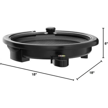 Large Indoor Electric Round Nonstick Grill Cool Touch Fast Heat Low-Fat Meals Easy to Clean Dishwasher Safe Glass Lid