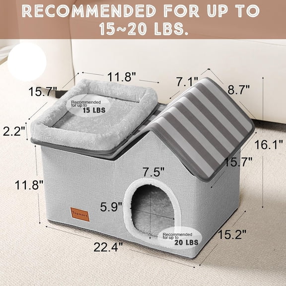 Large Indoor House with Bed - 2-in-1 Pet Condo for Small Cats, , Dog Bed