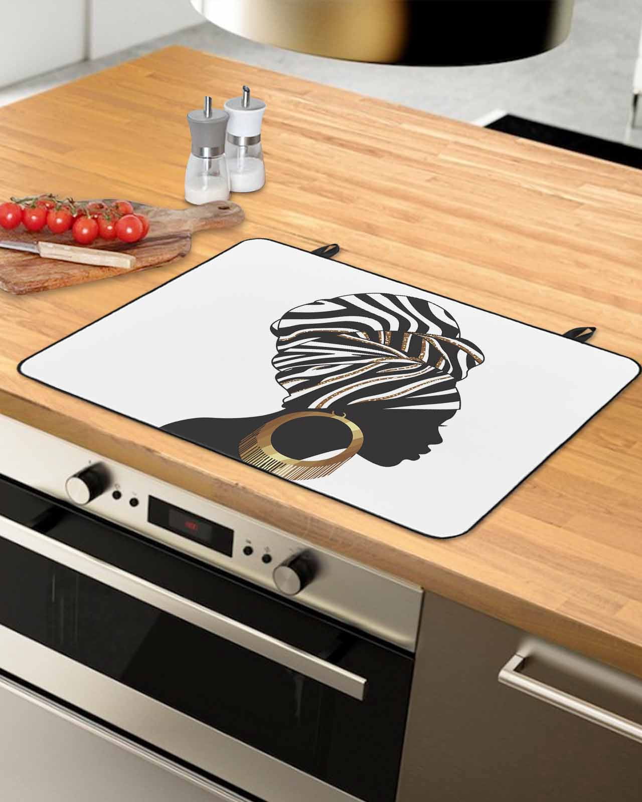Large Induction Cooktop Protector Mat Africans Stove Top Covers for Electric Stove, Modern Abstract Ethnic Women Decorative Stove Burner Cover Mats, Glass Top Stove Cover