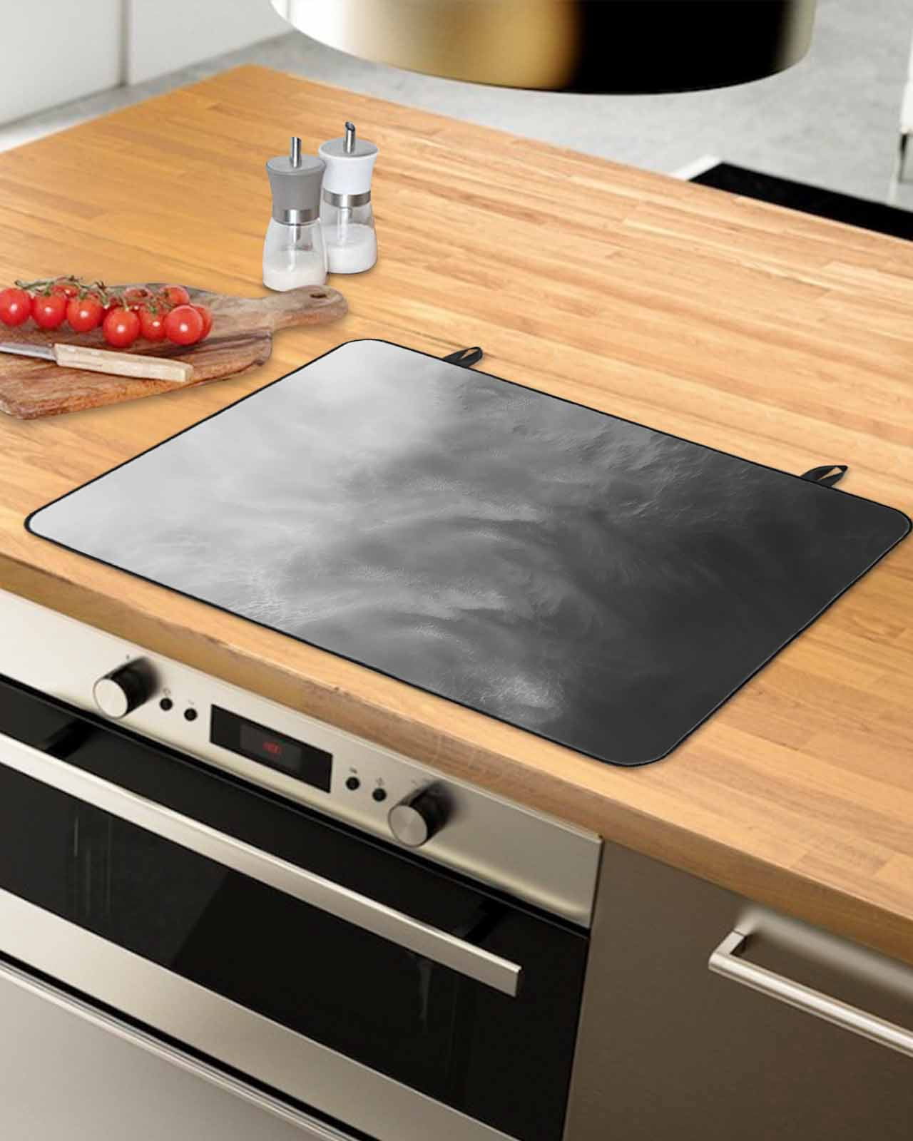 Large Induction Cooktop Protector Mat Black Grey Ombre Stove Top Covers for Electric Stove, Coastal Beach Modern Abstract Art Decorative Stove Burner Cover Mats, Glass Top Stove Cover