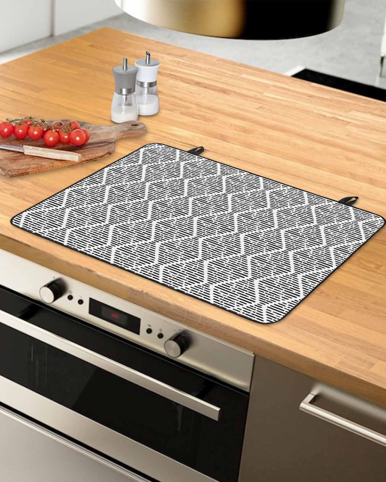 Large Induction Cooktop Protector Mat Black White Stove Top Covers for Electric Stove, Modern Abstract Art Farmhouse Decorative Stove Burner Cover Mats, Glass Top Stove Cover