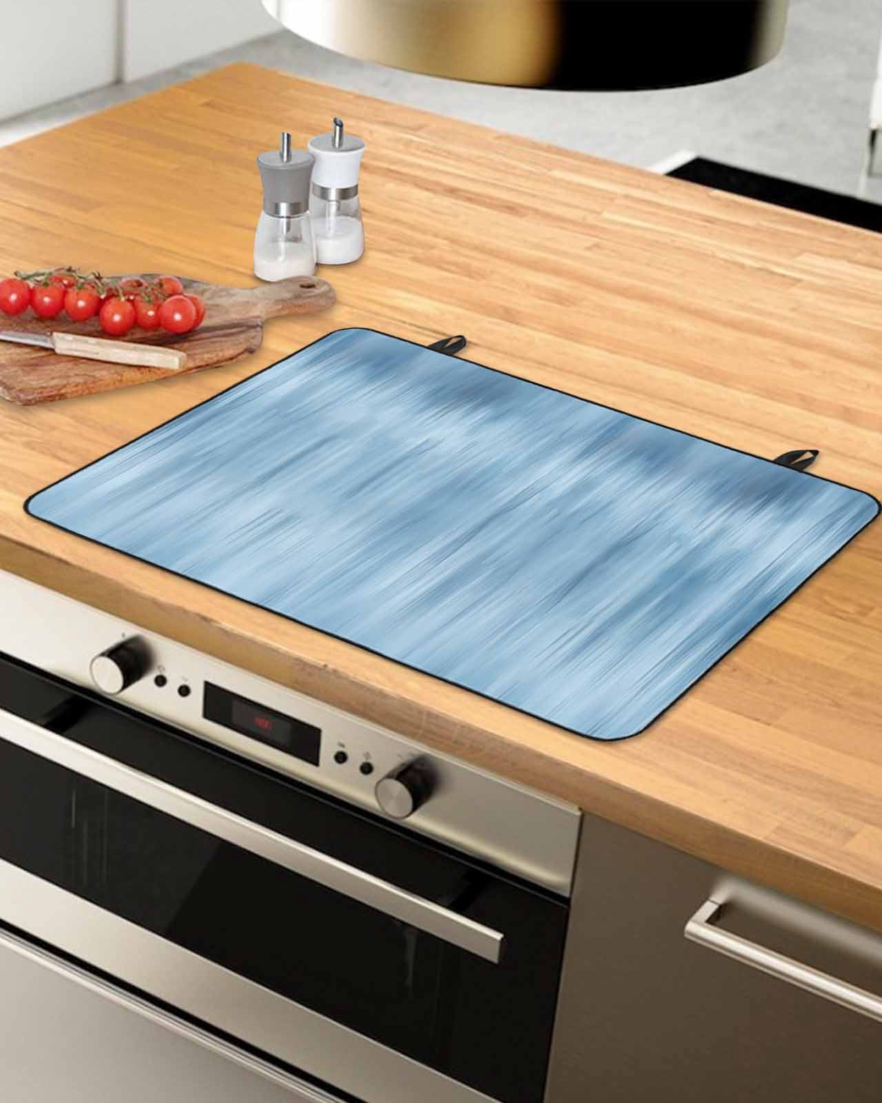 Large Induction Cooktop Protector Mat Blue Stove Top Covers for Electric Stove, Modern Abstract Art Ombre Striped Decorative Stove Burner Cover Mats, Glass Top Stove Cover