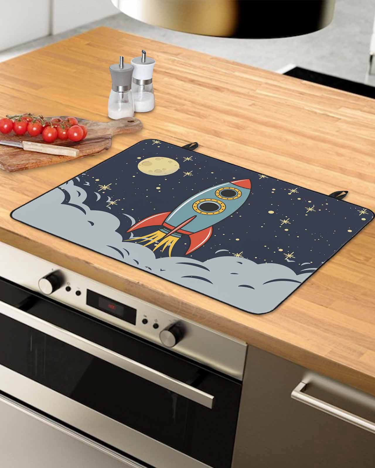 Large Induction Cooktop Protector Mat Cartoon Stove Top Covers for Electric Stove, Moon Stars Modern Art Decorative Stove Burner Cover Mats, Glass Top Stove Cover