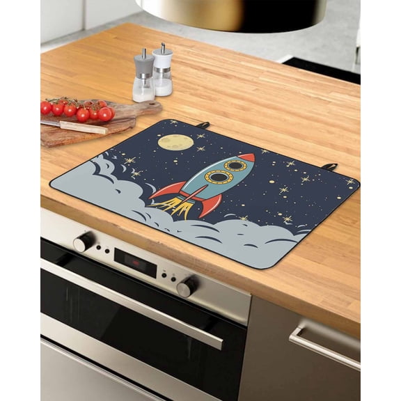 Large Induction Cooktop Protector Mat Cartoon Stove Top Covers for Electric Stove, Moon Stars Modern Art Decorative Stove Burner Cover Mats, Glass Top Stove Cover