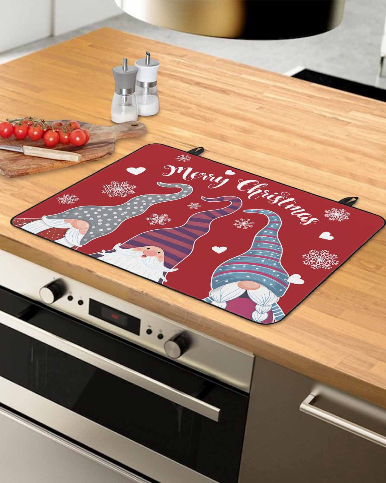 Large Induction Cooktop Protector Mat Christmas Red Stove Top Covers for Electric Stove, Cute Gnomes Xmas Winter Snowflakes Decorative Stove Burner Cover Mats, Glass Top Stove Cover