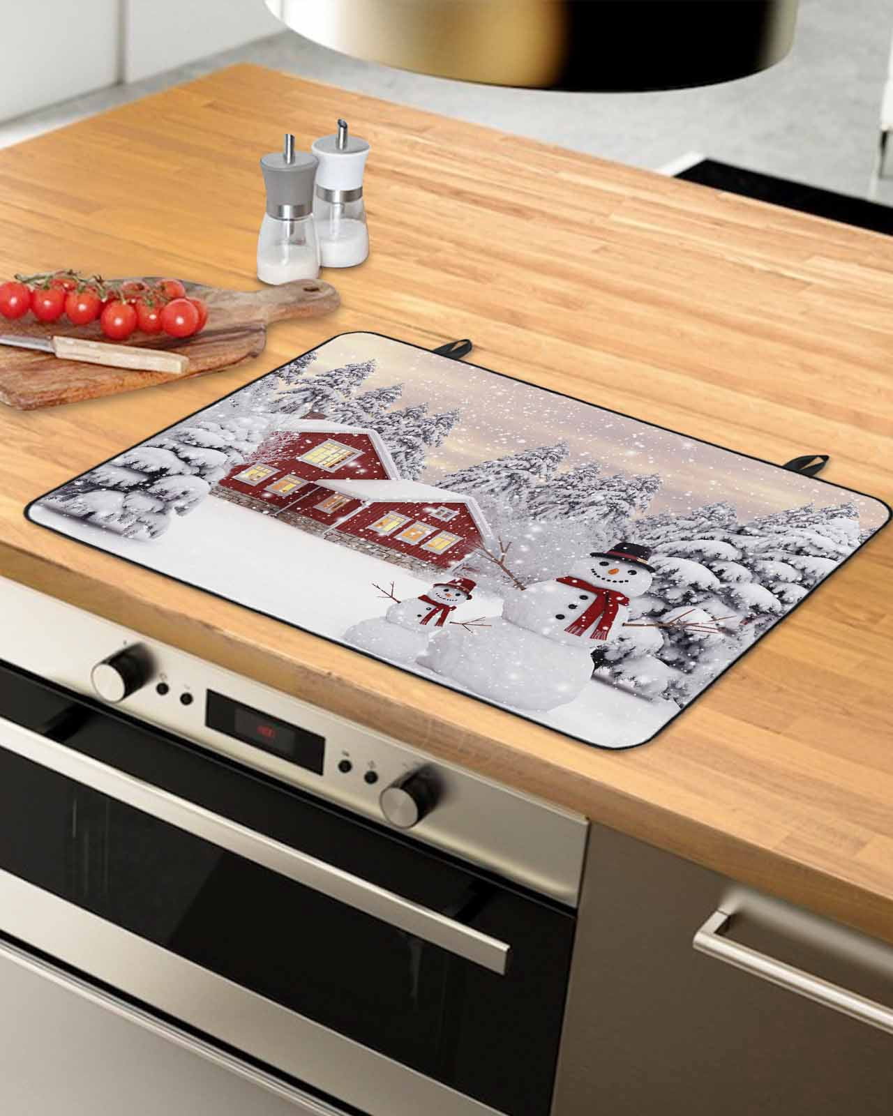 Large Induction Cooktop Protector Mat Christmas Stove Top Covers for Electric Stove, Snowflake Snowman Xmas Tree Farmhouse Decorative Stove Burner Cover Mats, Glass Top Stove Cover