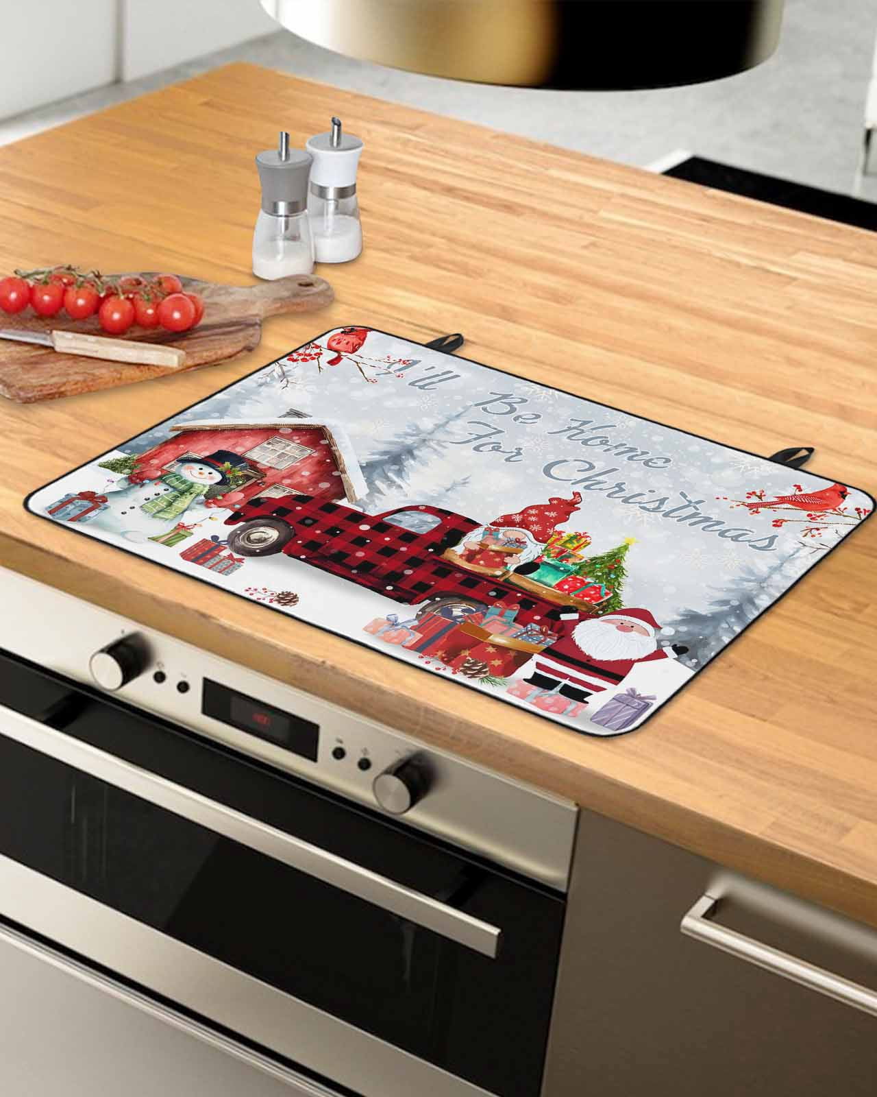 Large Induction Cooktop Protector Mat Christmas Stove Top Covers for Electric Stove, Snowman Gnomes Cardinal Red Truck Barn Snow Decorative Stove Burner Cover Mats, Glass Top Stove Cover