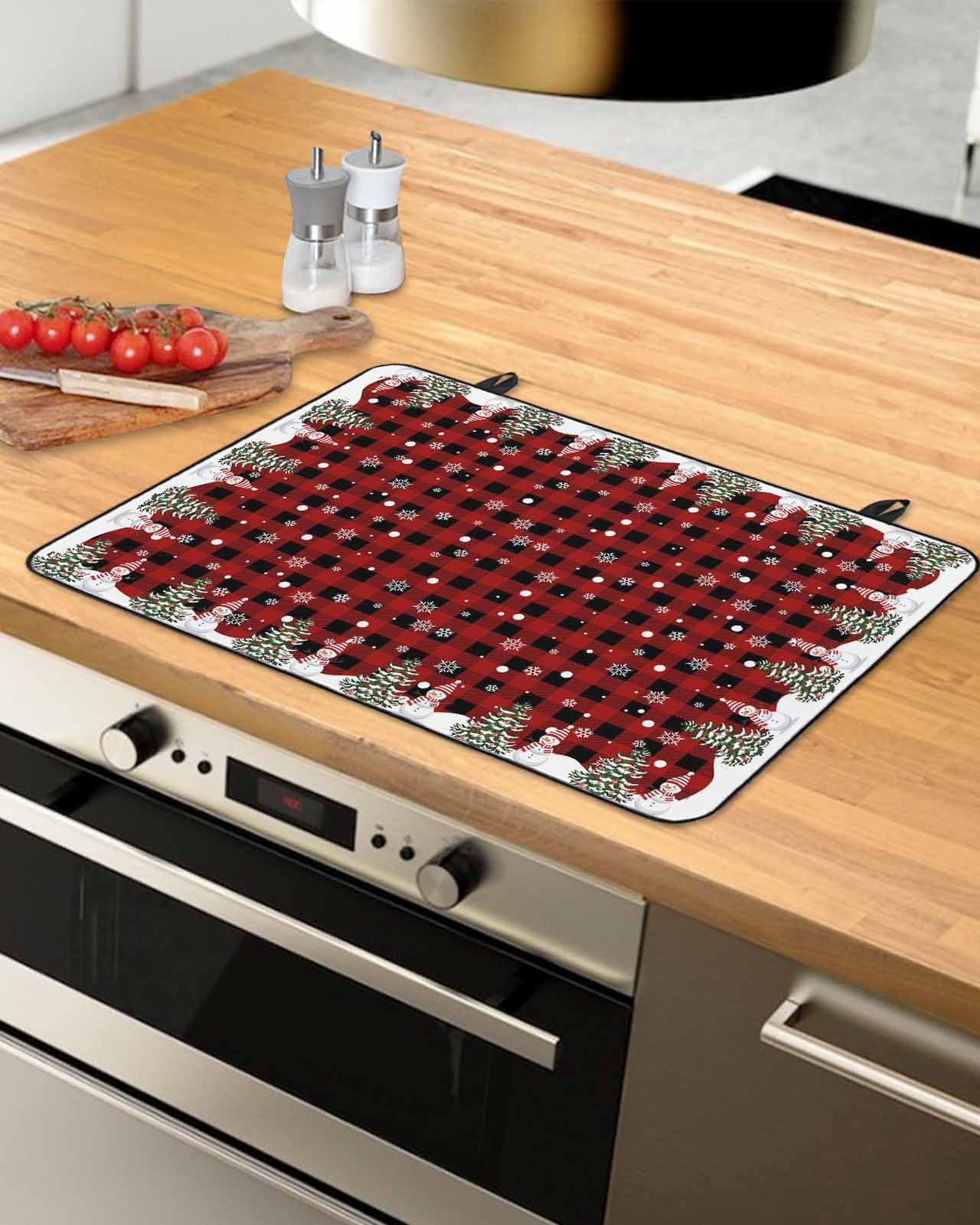 Large Induction Cooktop Protector Mat Christmas Stove Top Covers for Electric Stove, Xmas Trees Snowman Snowflakes Buffalo Plaid Decorative Stove Burner Cover Mats, Glass Top Stove Cover