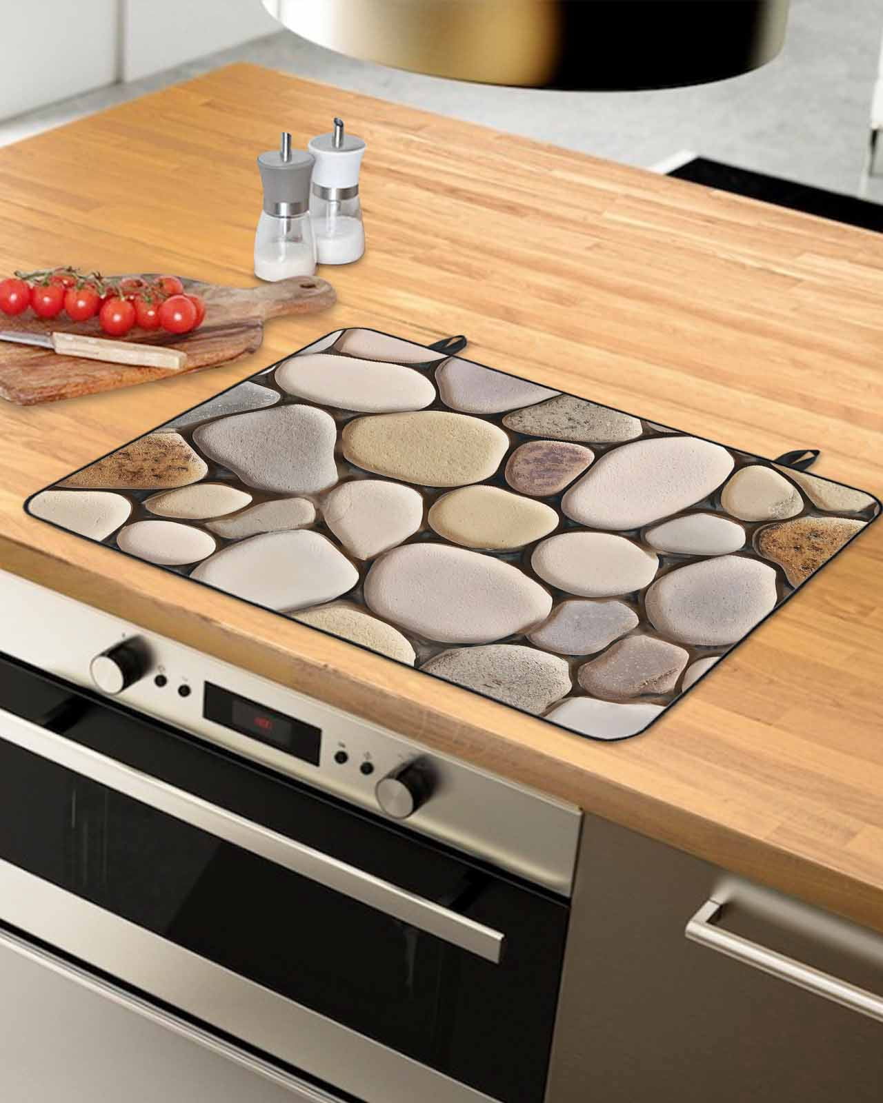 Large Induction Cooktop Protector Mat Cobblestones Stove Top Covers for Electric Stove, Natural Stones Gravel Rock Aesthetic Art Decorative Stove Burner Cover Mats, Glass Top Stove Cover