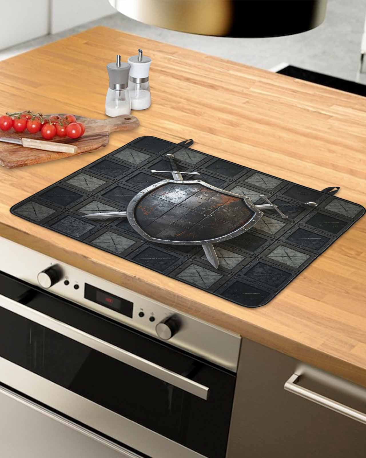 Large Induction Cooktop Protector Mat Farmhouse Shields Stove Top Covers for Electric Stove, Modern Vintage Shabby Chic Plaid Decorative Stove Burner Cover Mats, Glass Top Stove Cover