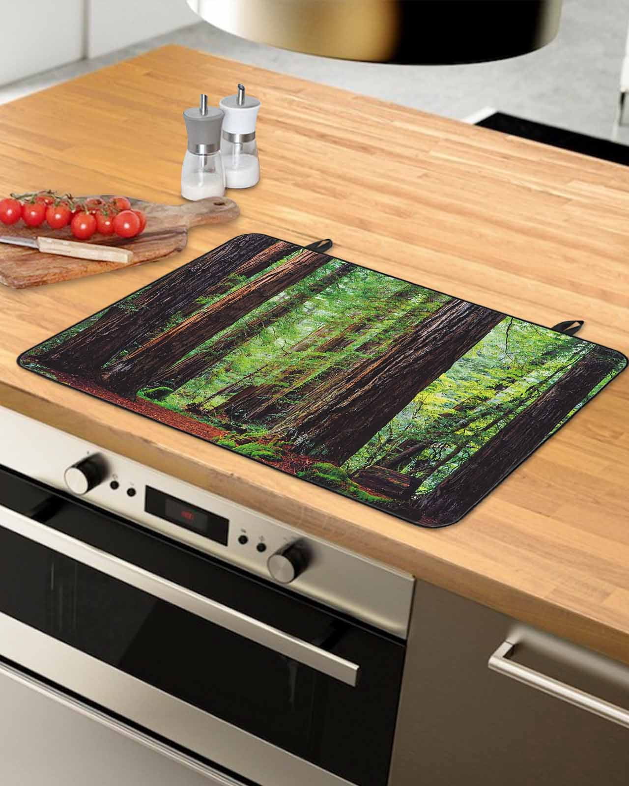 Large Induction Cooktop Protector Mat Forest Stove Top Covers for Electric Stove, Modern Art Summer Botanical Trees Decorative Stove Burner Cover Mats, Glass Top Stove Cover