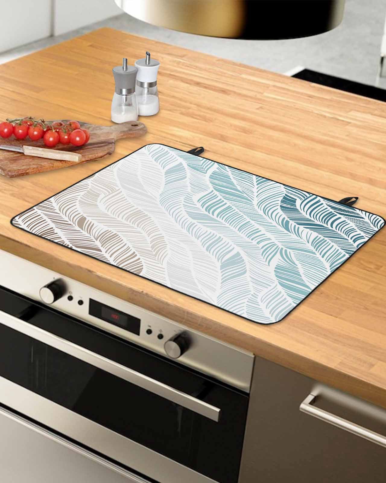 Large Induction Cooktop Protector Mat Ombre Brown Blue Stove Top Covers for Electric Stove, Summer Coastal Ocean Sea Beach Wave Decorative Stove Burner Cover Mats, Glass Top Stove Cover