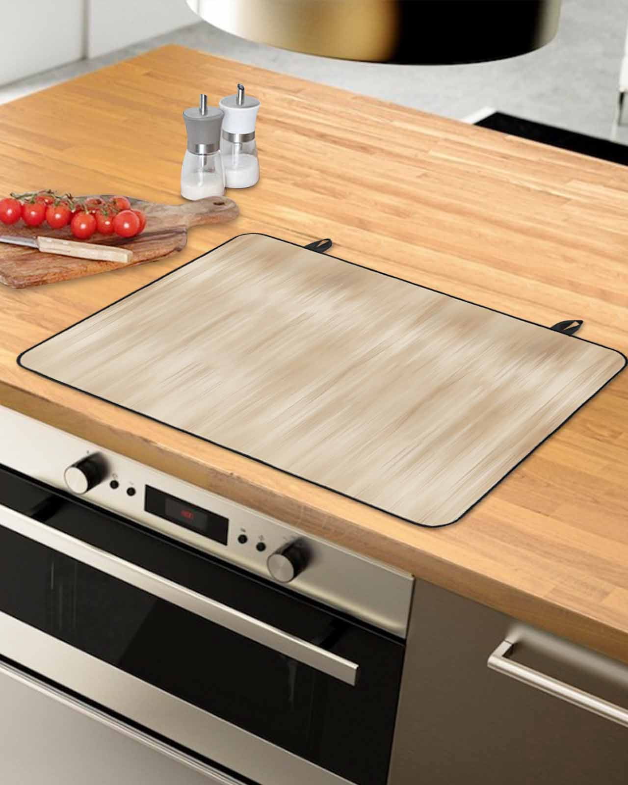 Large Induction Cooktop Protector Mat Orange Brown Stove Top Covers for Electric Stove, Modern Abstract Art Ombre Striped Decorative Stove Burner Cover Mats, Glass Top Stove Cover