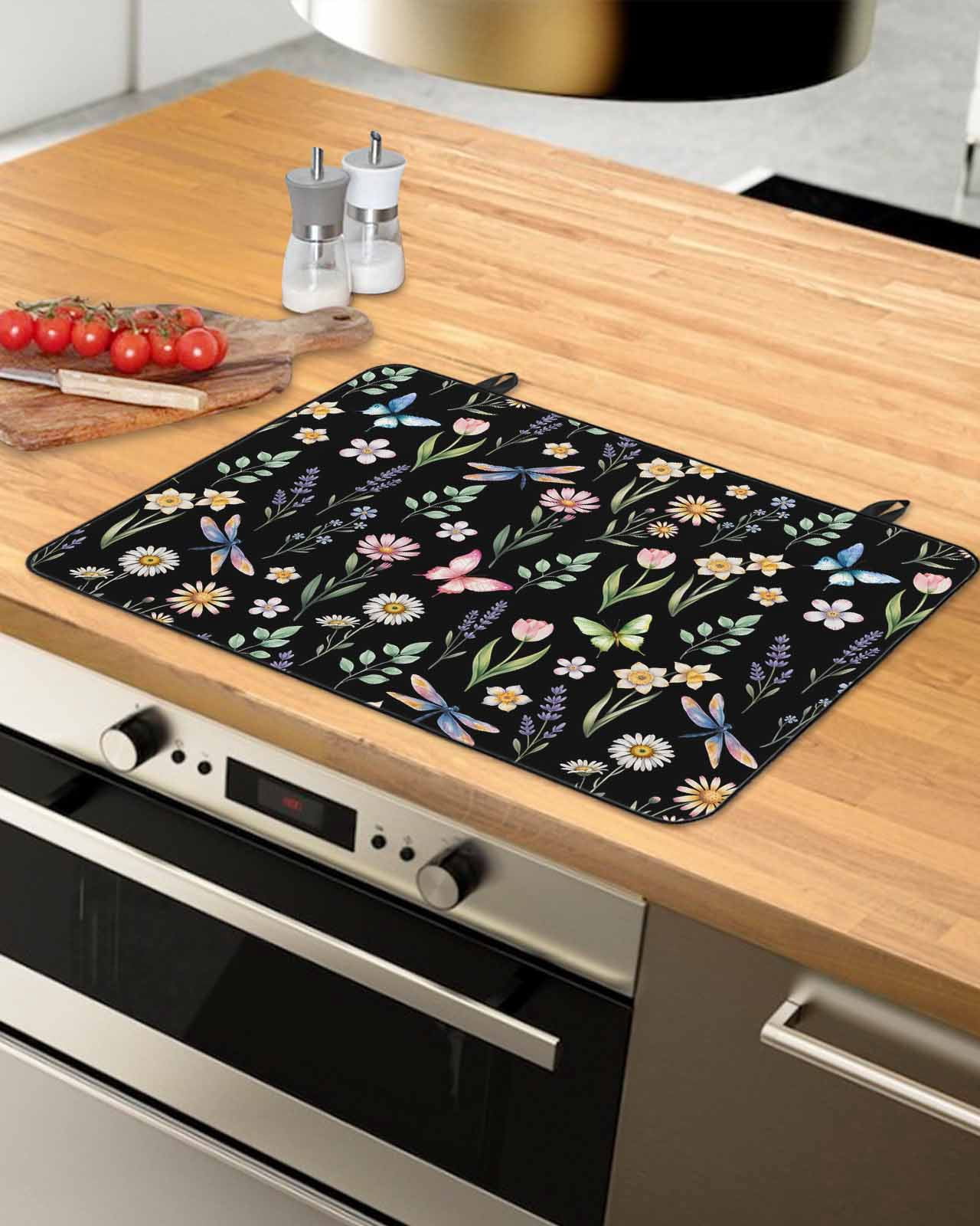 Spring Cook Top Large Induction Cooktop Protector Mat Spring Floral Stove Top Covers ...