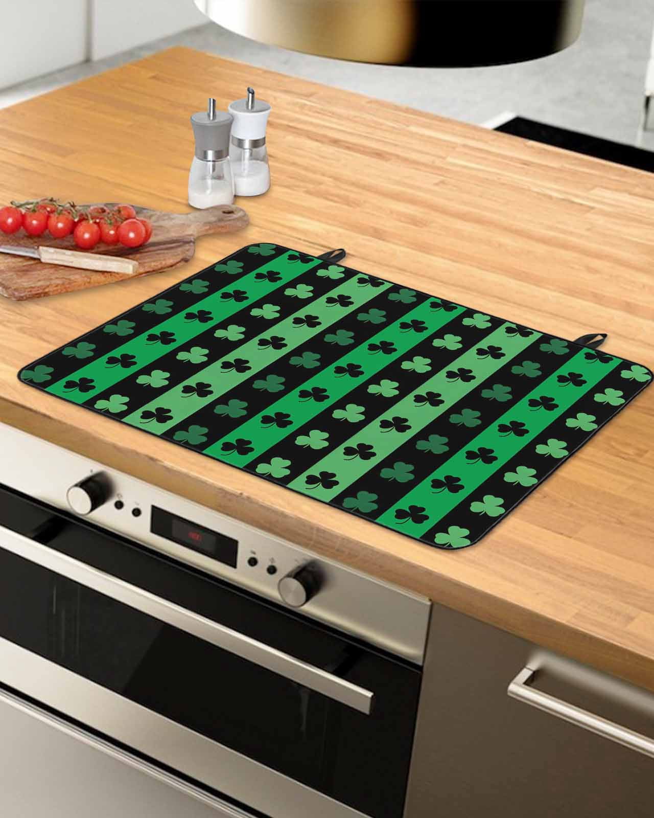 Large Induction Cooktop Protector Mat St. Patrick's Day Stove Top Covers for Electric Stove, Spring Green Lucky Clovers Shamrock Decorative Stove Burner Cover Mats, Glass Top Stove Cover
