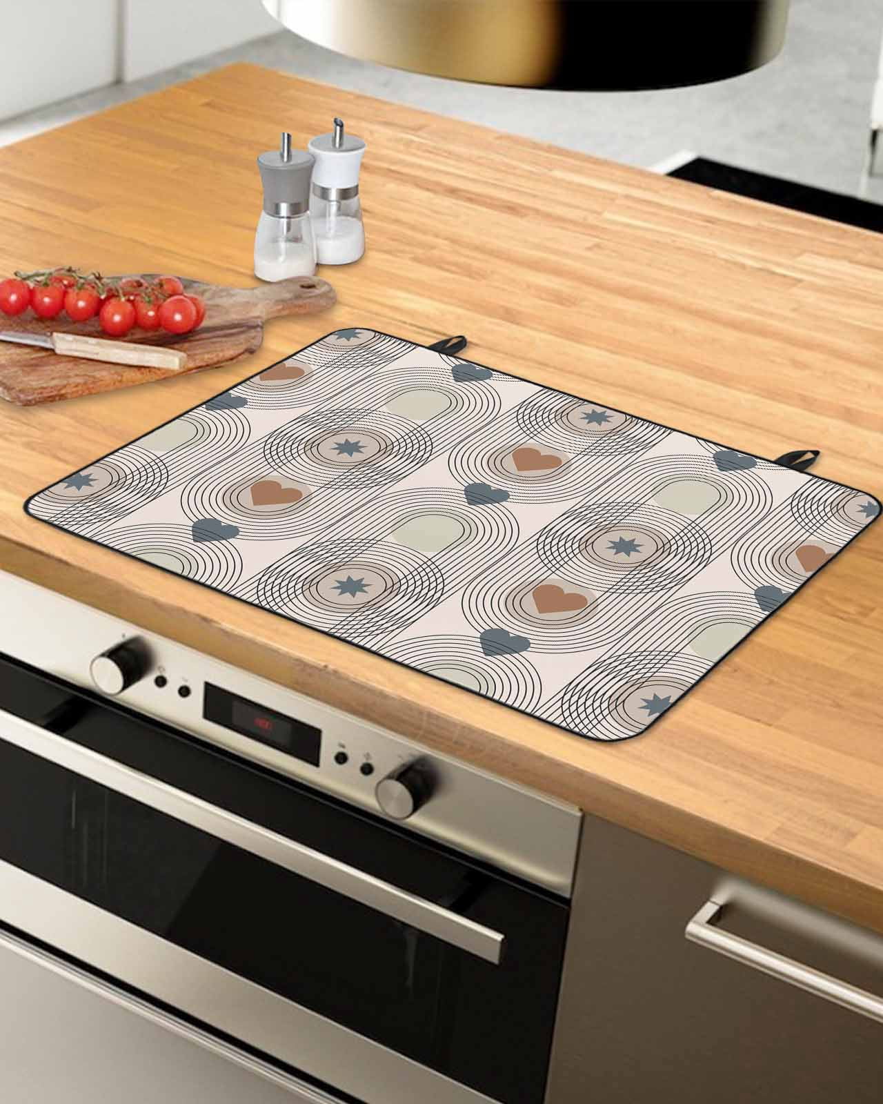 Large Induction Cooktop Protector Mat Valentine's Day Stove Top Covers for Electric Stove, Farmhouse Love Heart Abstract Stripes Decorative Stove Burner Cover Mats, Glass Top Stove Cover