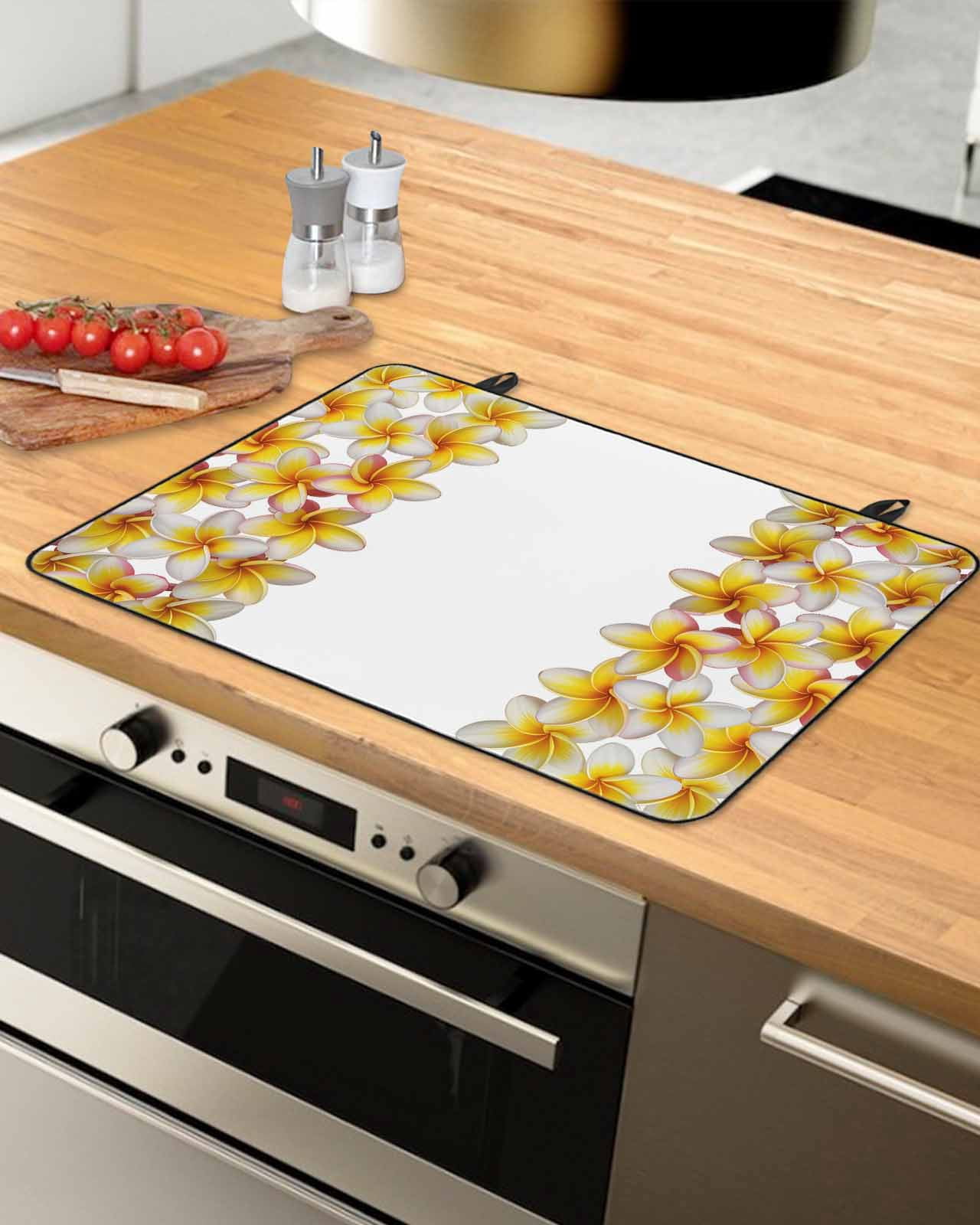 Large Induction Cooktop Protector Mat Yellow Floral Stove Top Covers