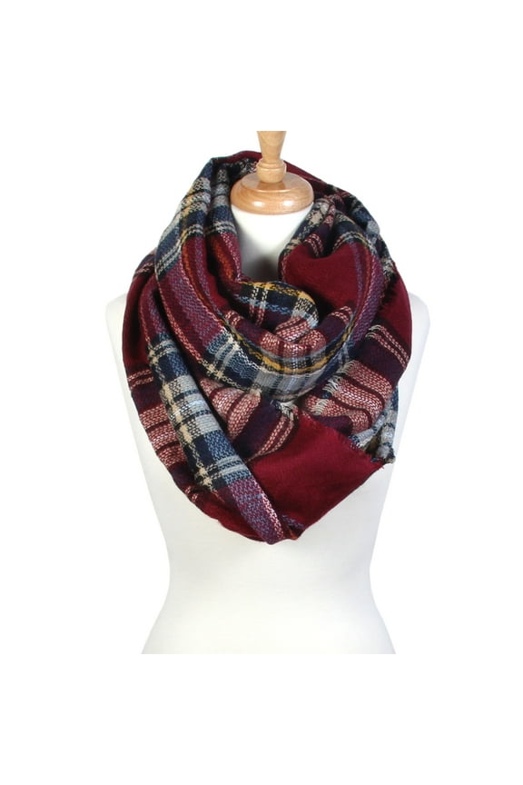 Large Infinity Blanket Scarf Plaid Tartan Pattern