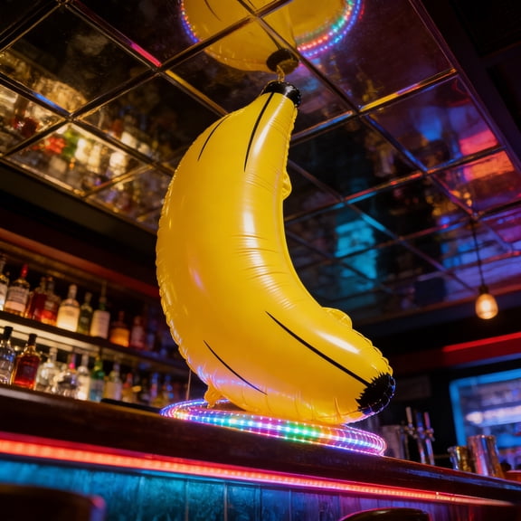 Large Inflatable Banana Prop Thick Tropical Party Decoration Photo Booth Accessory for Beach Luau and Themed Events