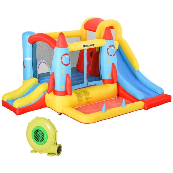 Large Inflatable Bounce House 4-in-1 Bouncy Castle with Dual Slides Climbing Wall Trampoline and Water Pool for Endless Fun