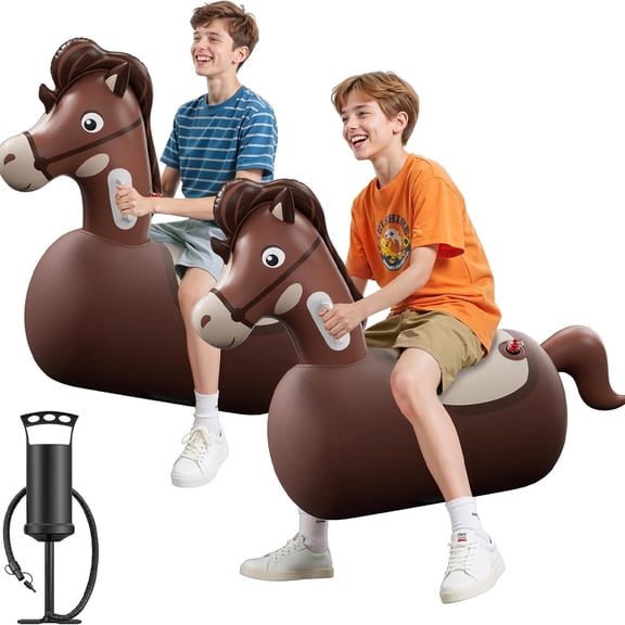 Large Inflatable Bull Hopper Bouncy Toy, 250lbs High Capacity Ride-on Animal for Kids & Adults, Soft Fabric Cover & Pump, Durable Puncture-Resistant Bouncer for Family Party Gift