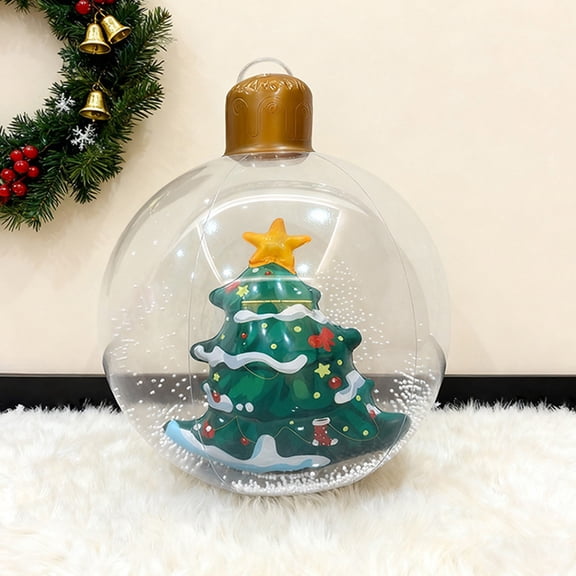 Large Inflatable Christmas Ball – 21.6" Thickened Transparent PVC Toy Ball for Holiday Party Decoration, Durable Blow-Up Ornament for Indoor & Outdoor Christmas Events