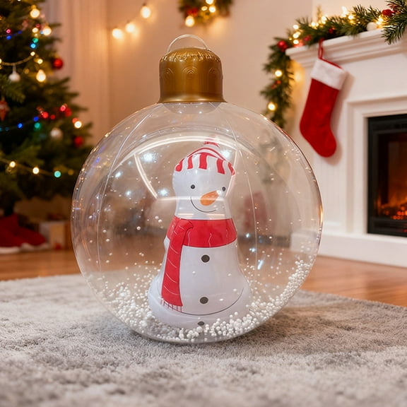 Large Inflatable Christmas Ball 22x20 Inches - Jumbo Outdoor Yard Decor, Giant Clear PVC Holiday Ball for Lawn Garden, Big Festive Party Decoration, Extra Thick Air-Filled Sphere
