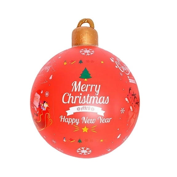 Large Inflatable Christmas Decoration Balls for Outdoor, Christmas Party Supplies, Yard Decor, Holiday Ornaments, Festive Inflatable Sphere with Lights, 23.6 Inch Diameter