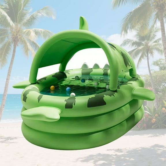 Large Inflatable Family Pool with Sunshade - 6ft Outdoor Backyard Swimming Pool for Adults & Kids, Easy Setup Portable Party Pool for Summer Vacation, Birthday & Commercial Use