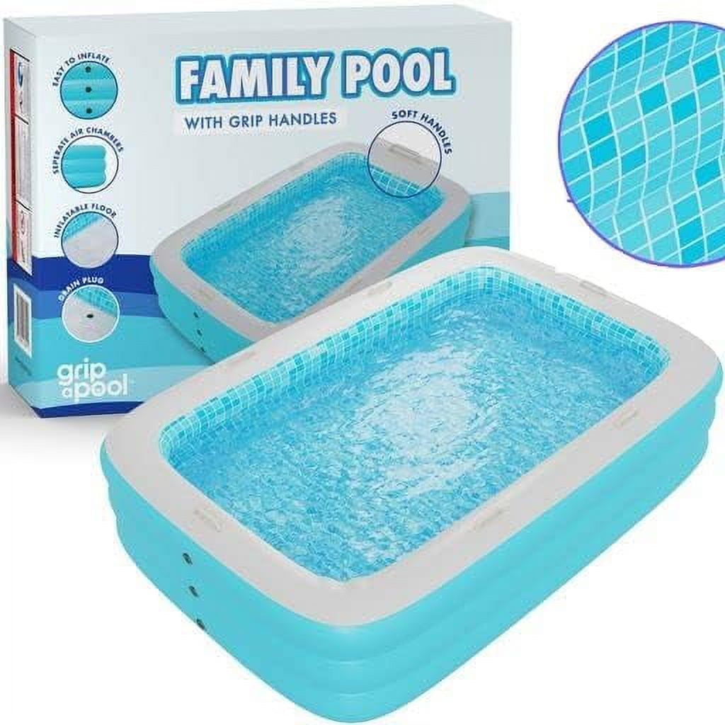 Large Inflatable Family Size Kids and Adult Swimming Pool with Handles and Blow Up Padded Soft