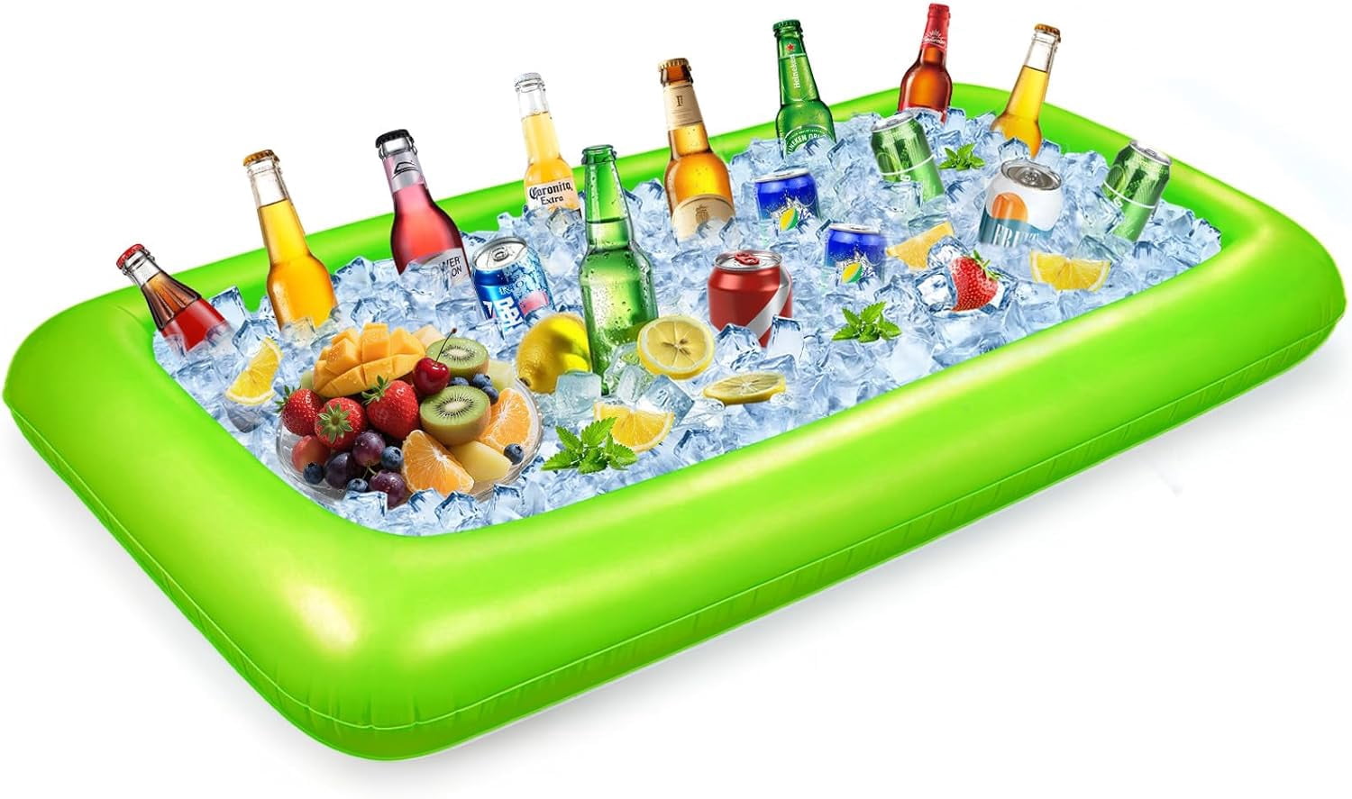 Large Inflatable Ice Serving Bar for Food, Drinks, Salad, Floating Buffet Cooler Tray with Drain Plug for Pool Party, BBQ, Picnic, Camping, Beach, and Outdoor Supplies