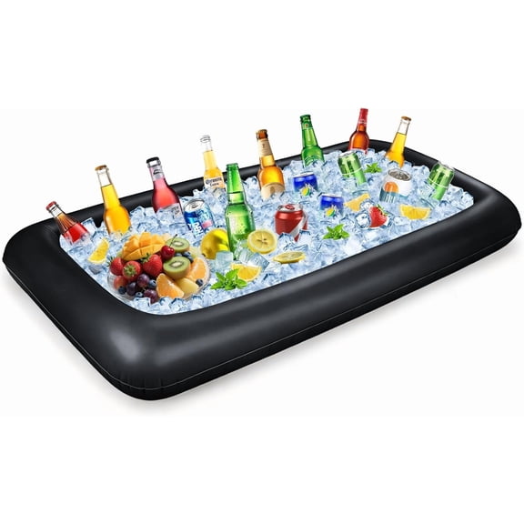 Large Inflatable Ice Serving Bar for Food, Drinks, Salad, Floating Buffet Cooler Tray with Drain Plug for Pool Party, BBQ, Picnic, Camping, Beach, and Outdoor Supplies
