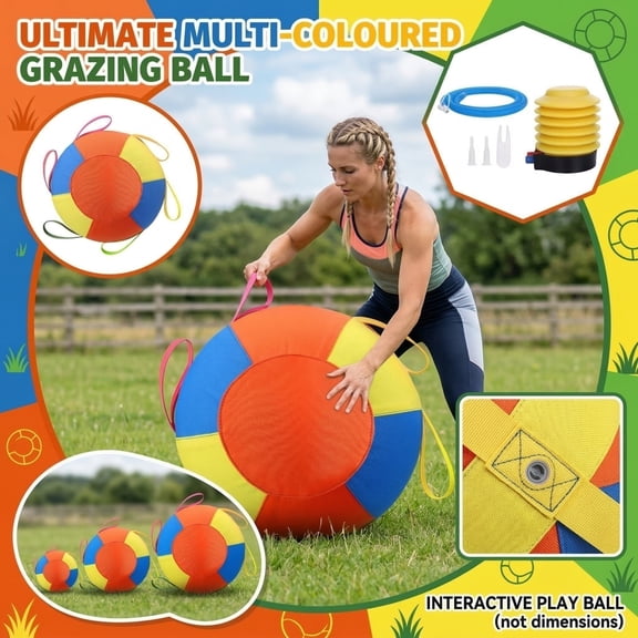 Large Inflatable Interactive Dog Ball, Durable Horse Toys for Outdoor Play, Large Dog Training Toys with Hand Pump