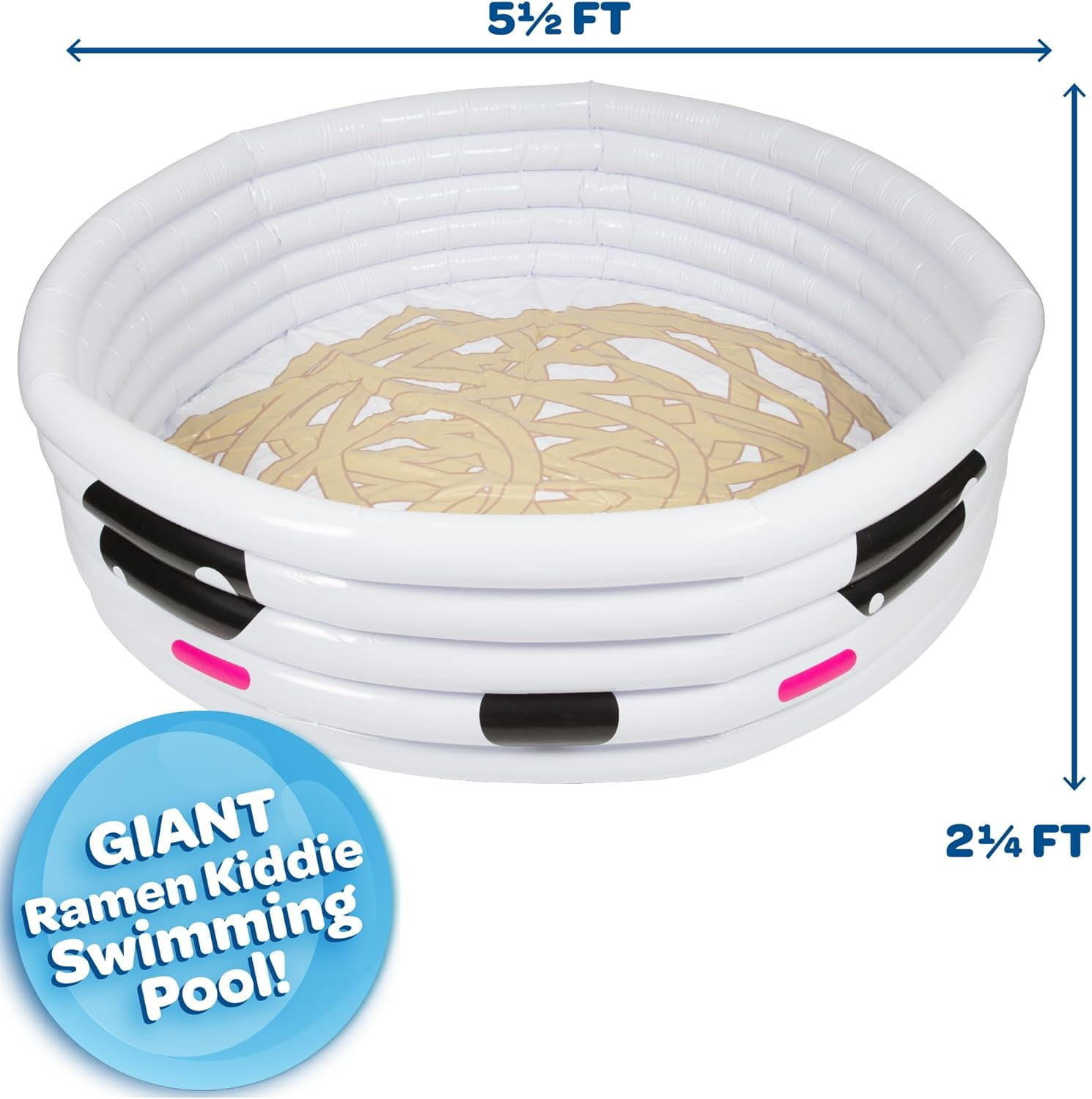 Large Inflatable Kiddie Pool with Ramen Kawaii Theme, 67x26 Inches for Kids and Adults,  Water Fun for Backyard, Beach, Summer