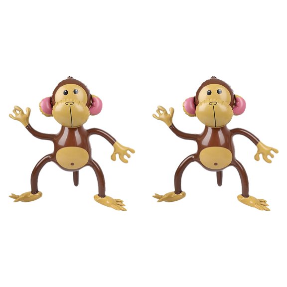 Large Inflatable Monkeys 27 Inch Monkeys For Baby Showers Themed Birthday Parties Jungle Themed Birthday Parties Animal Inflatable Party And Decorations For Boys And Girls, 60X55 cm, Black 2PCS